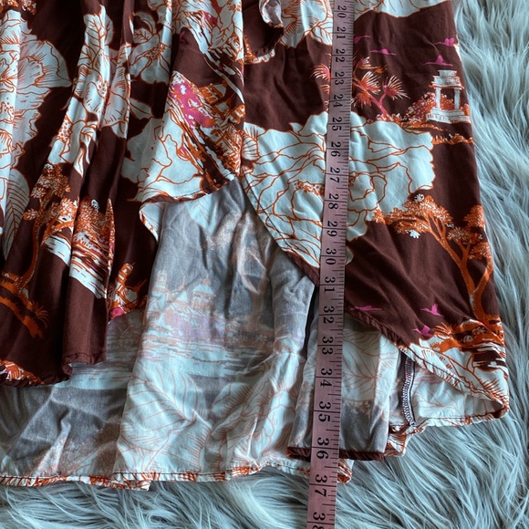 MAAJI Anthro Revolve Watercolour Blush Chloe Long Wrap Skirt Size Medium - Picture 8 of 11